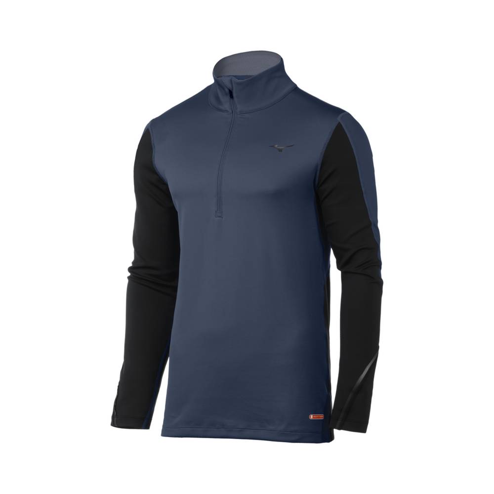 Mizuno Breath Thermo® Half Cipzáros Férfi Base Layer Sötétkék/Fekete DXB316497